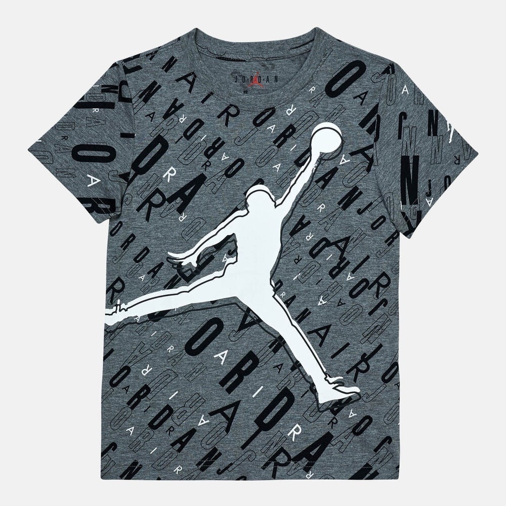 Kids' Air Jordan  Allover gray short sleeve T-Shirt-  size  medium 13-15Y
